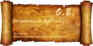 Oreskovics Béni névjegykártya